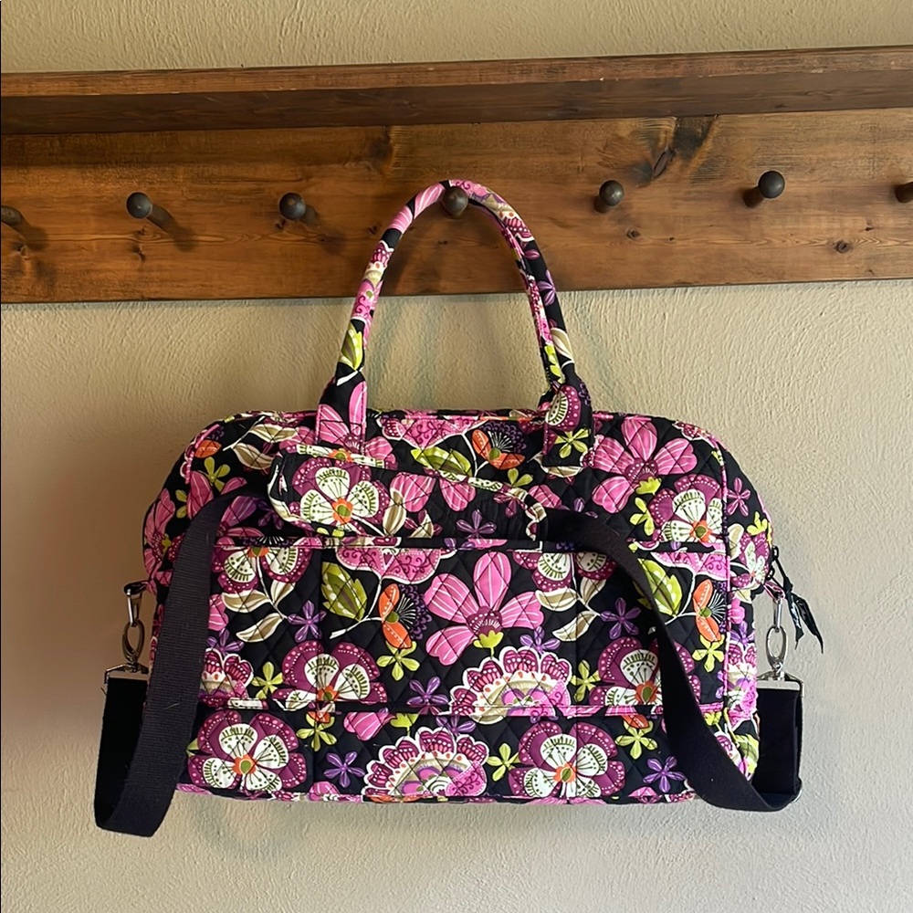 Vera Bradley Pink and Black Travel Bag with Floral Design - Picture 2 of 8